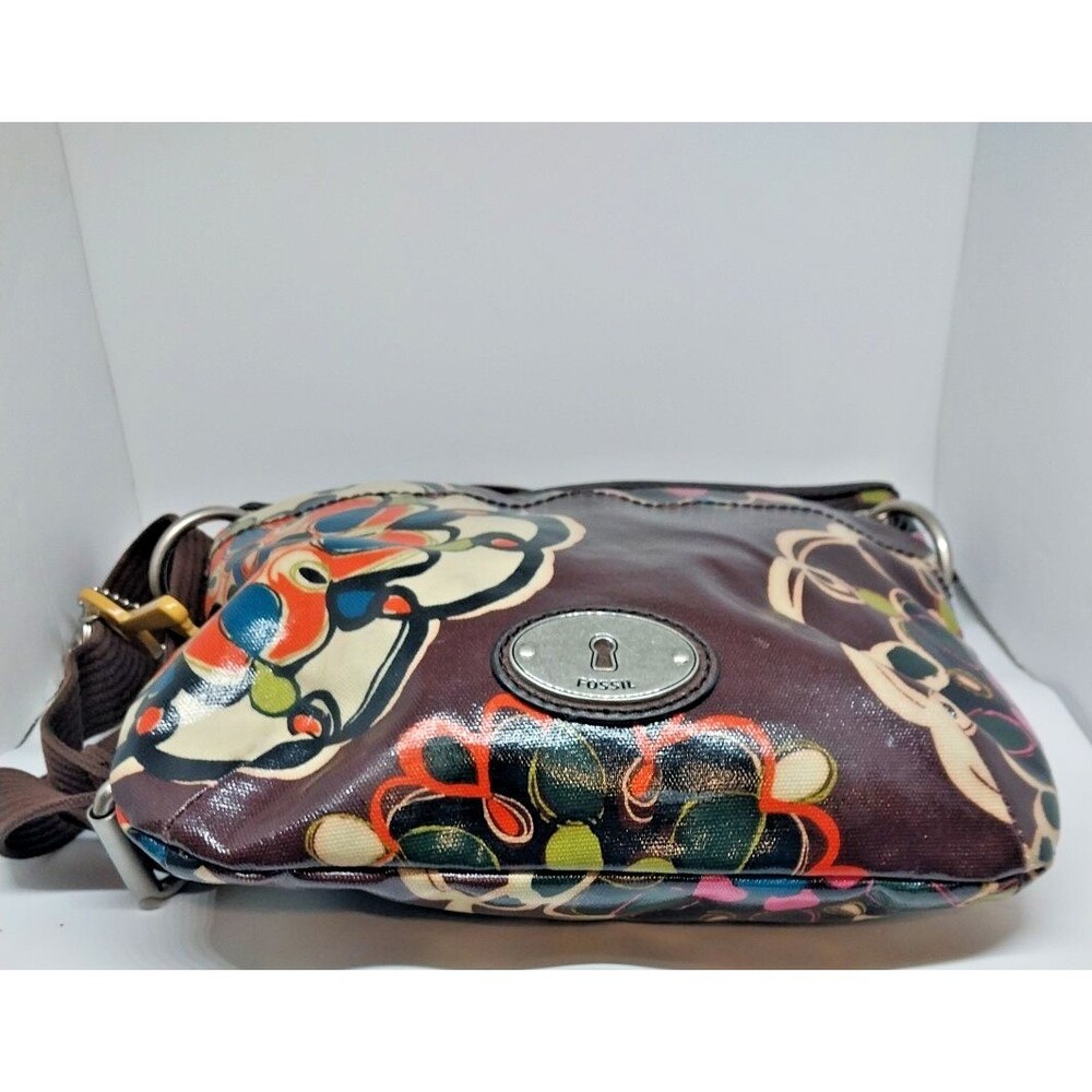 Fossil Key-per Shoulder/Cross Body Purse Adj Strap Coated Canvas 11 x 11.5” - Picture 7 of 11